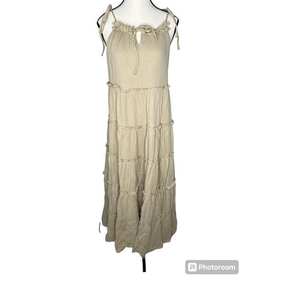 Charlie Holiday Anthropologie Senorita Maxi Dress Tiered Tie-Back - Picture 3 of 7